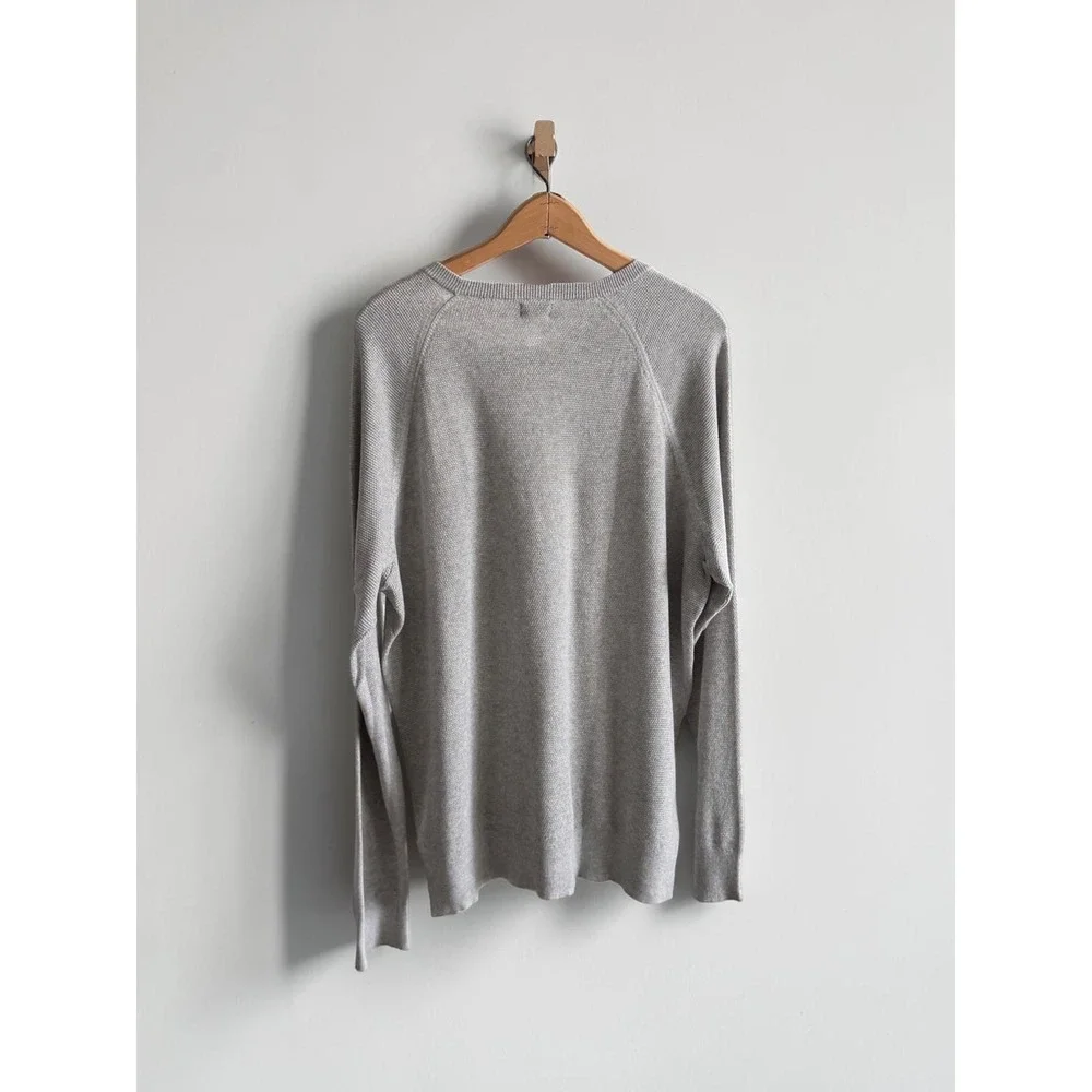 J.Crew Mens 100% Cotton Textured Raglan Crewneck Sweater Grey Heather XLarge NEW